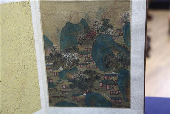 An album of twelve Chinese paintings on silk, c.1900, 36cm x 26cm